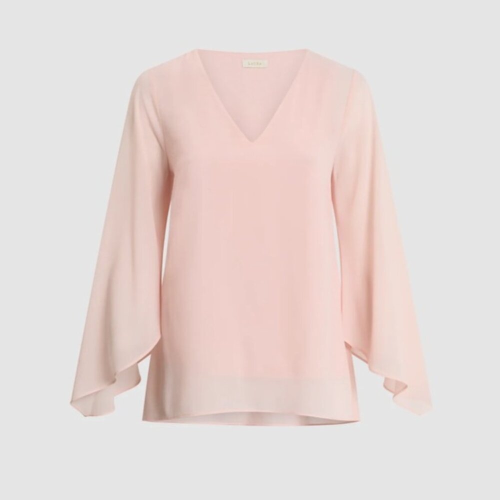 Laura Flared Sleeve Chiffon Blouse Rose Shadow Pink